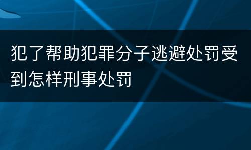 犯了帮助犯罪分子逃避处罚受到怎样刑事处罚