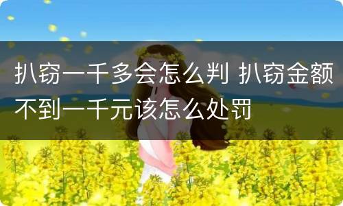 扒窃一千多会怎么判 扒窃金额不到一千元该怎么处罚