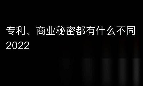 专利、商业秘密都有什么不同2022