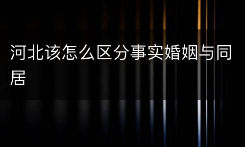 河北该怎么区分事实婚姻与同居