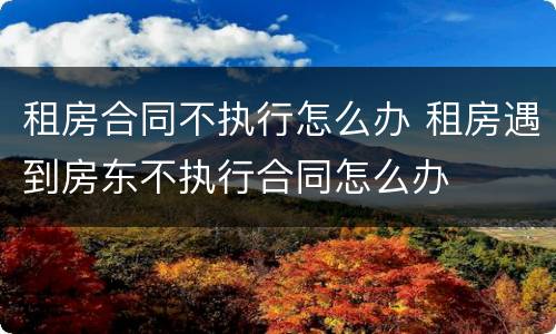 租房合同不执行怎么办 租房遇到房东不执行合同怎么办
