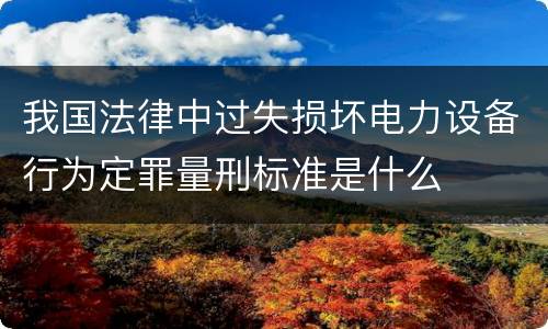 我国法律中过失损坏电力设备行为定罪量刑标准是什么