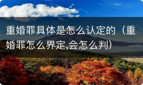 重婚罪具体是怎么认定的（重婚罪怎么界定,会怎么判）
