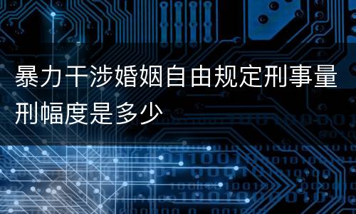 暴力干涉婚姻自由规定刑事量刑幅度是多少