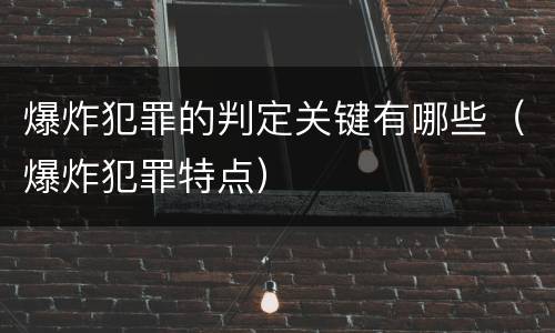 爆炸犯罪的判定关键有哪些（爆炸犯罪特点）