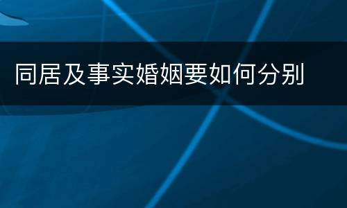 同居及事实婚姻要如何分别