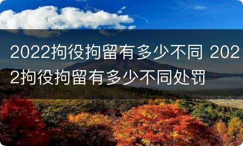 2022拘役拘留有多少不同 2022拘役拘留有多少不同处罚
