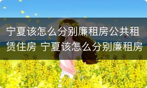 宁夏该怎么分别廉租房公共租赁住房 宁夏该怎么分别廉租房公共租赁住房和住宅