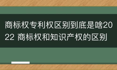 商标权专利权区别到底是啥2022 商标权和知识产权的区别