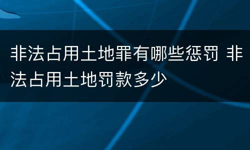 非法占用土地罪有哪些惩罚 非法占用土地罚款多少