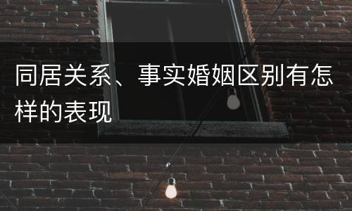同居关系、事实婚姻区别有怎样的表现