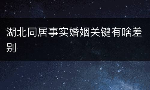 湖北同居事实婚姻关键有啥差别