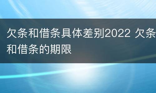 欠条和借条具体差别2022 欠条和借条的期限