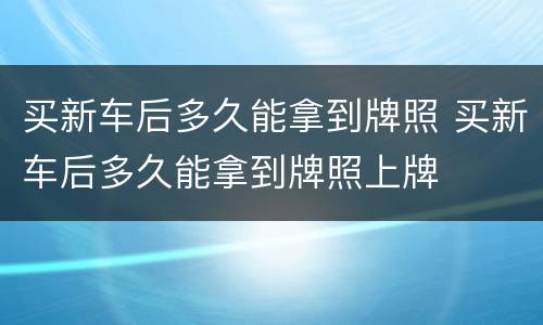 买新车后多久能拿到牌照 买新车后多久能拿到牌照上牌