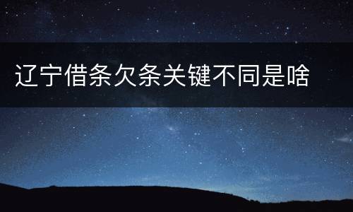 辽宁借条欠条关键不同是啥