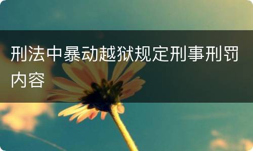 刑法中暴动越狱规定刑事刑罚内容