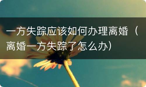 一方失踪应该如何办理离婚（离婚一方失踪了怎么办）