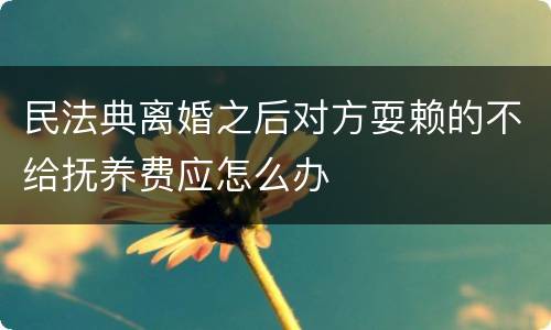 民法典离婚之后对方耍赖的不给抚养费应怎么办