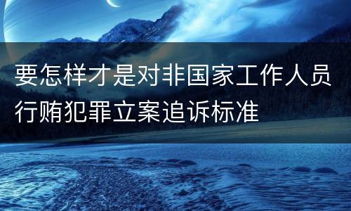 要怎样才是对非国家工作人员行贿犯罪立案追诉标准