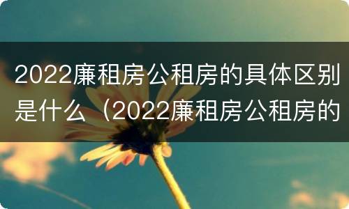 2022廉租房公租房的具体区别是什么（2022廉租房公租房的具体区别是什么呀）