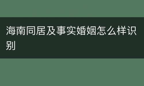 海南同居及事实婚姻怎么样识别