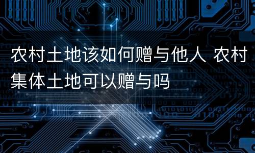 农村土地该如何赠与他人 农村集体土地可以赠与吗