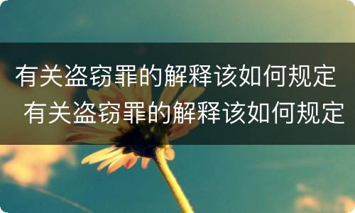 有关盗窃罪的解释该如何规定 有关盗窃罪的解释该如何规定刑法