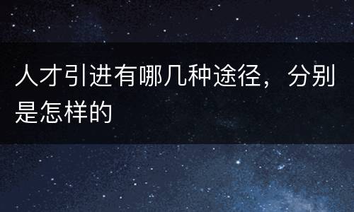 人才引进有哪几种途径，分别是怎样的