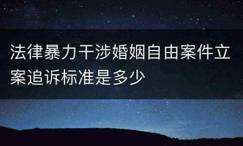 法律暴力干涉婚姻自由案件立案追诉标准是多少