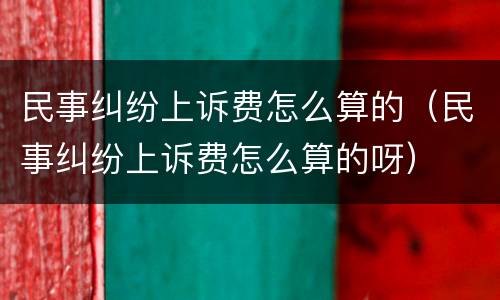 民事纠纷上诉费怎么算的（民事纠纷上诉费怎么算的呀）