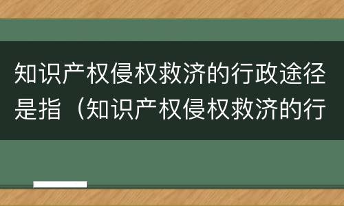 知识产权侵权救济的行政途径是指（知识产权侵权救济的行政途径是指哪些）