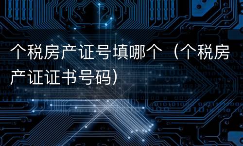 个税房产证号填哪个（个税房产证证书号码）