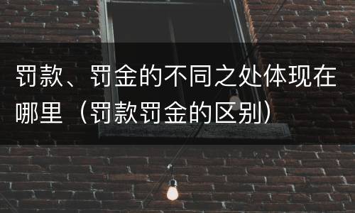 罚款、罚金的不同之处体现在哪里（罚款罚金的区别）