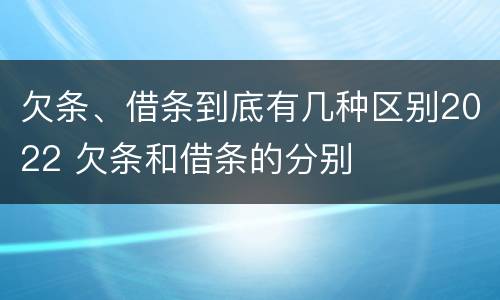 欠条、借条到底有几种区别2022 欠条和借条的分别