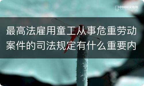 最高法雇用童工从事危重劳动案件的司法规定有什么重要内容