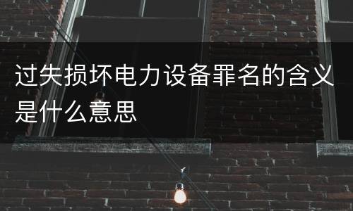 过失损坏电力设备罪名的含义是什么意思