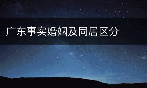 广东事实婚姻及同居区分