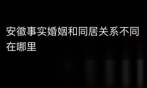 安徽事实婚姻和同居关系不同在哪里