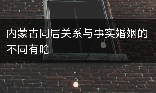 内蒙古同居关系与事实婚姻的不同有啥