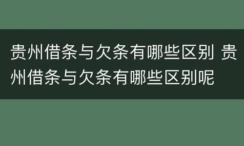 贵州借条与欠条有哪些区别 贵州借条与欠条有哪些区别呢