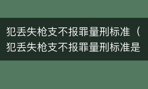 犯丢失枪支不报罪量刑标准（犯丢失枪支不报罪量刑标准是什么）