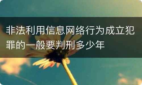 非法利用信息网络行为成立犯罪的一般要判刑多少年