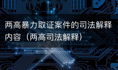 两高暴力取证案件的司法解释内容（两高司法解释）