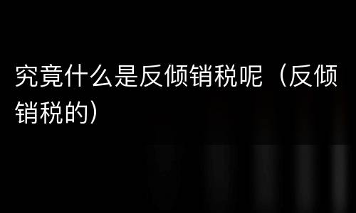 究竟什么是反倾销税呢（反倾销税的）