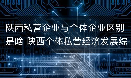 陕西私营企业与个体企业区别是啥 陕西个体私营经济发展综合服务平台