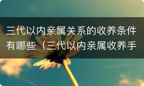 三代以内亲属关系的收养条件有哪些（三代以内亲属收养手续）