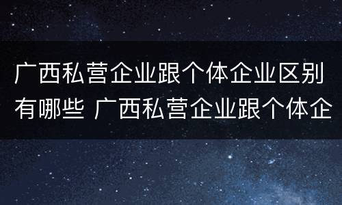 广西私营企业跟个体企业区别有哪些 广西私营企业跟个体企业区别有哪些呢