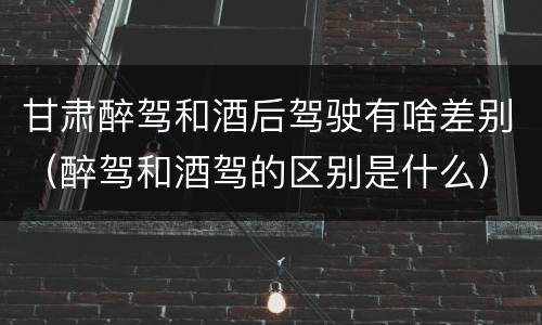 甘肃醉驾和酒后驾驶有啥差别（醉驾和酒驾的区别是什么）