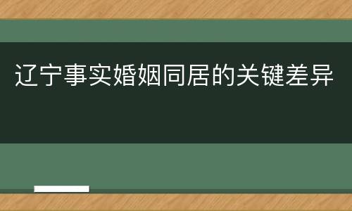 辽宁事实婚姻同居的关键差异