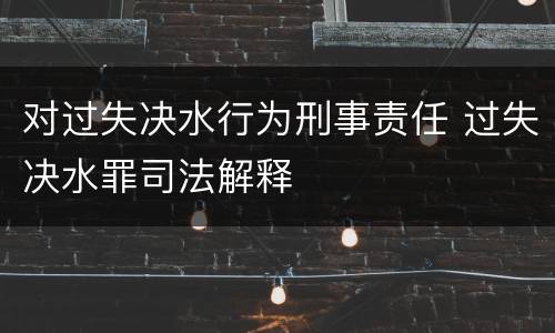 对过失决水行为刑事责任 过失决水罪司法解释